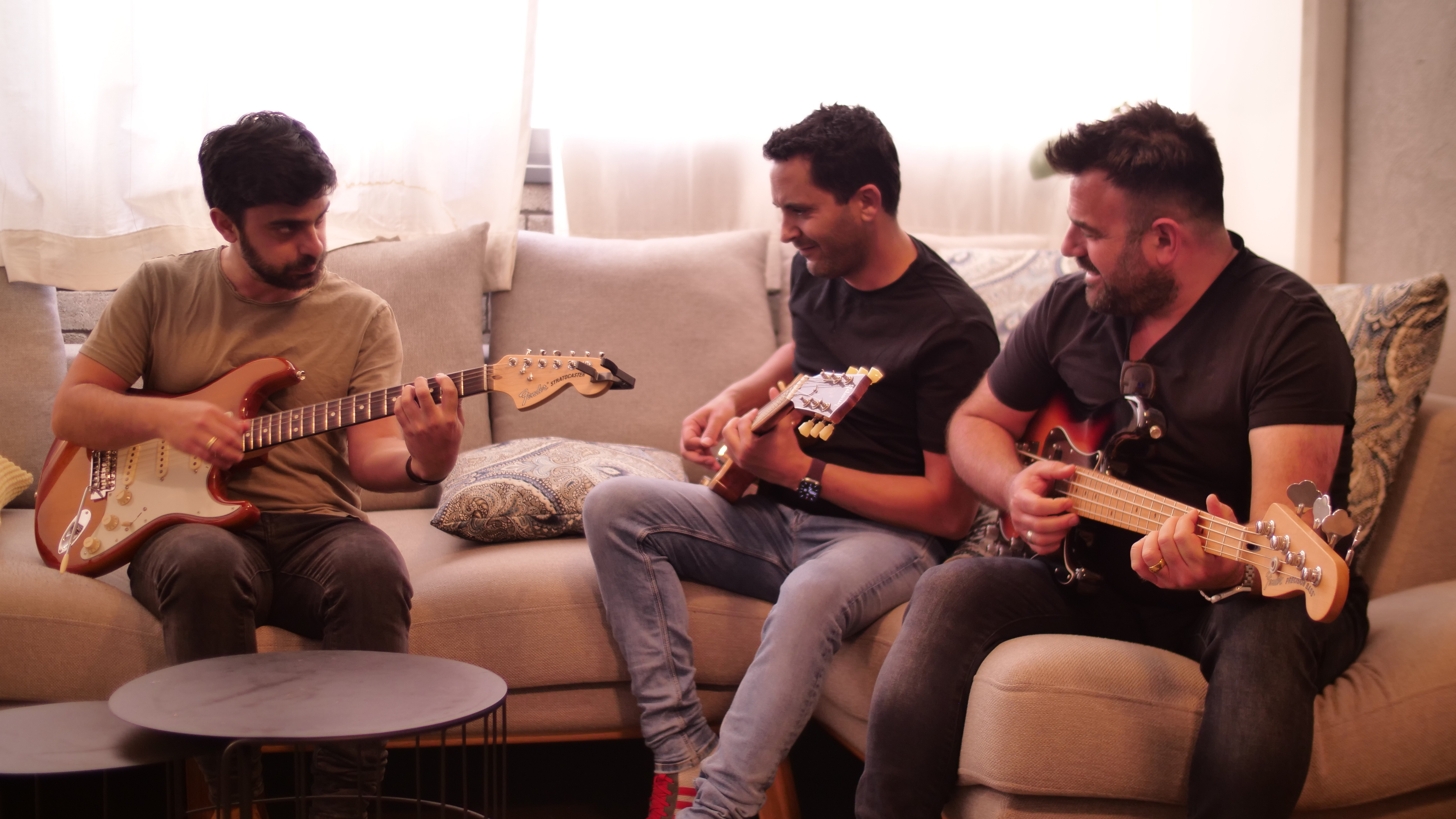 Session musicians tracking guitars
